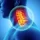 neck-pain-1 (1) An x-ray style that shows the neck area in golden-red highlight inside a human body.