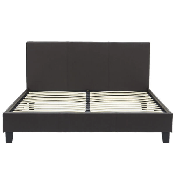 Κρεβάτι Nevil  διπλό 150x200 PU σκούρο καφέ ματ