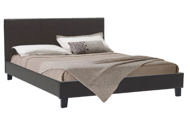 Κρεβάτι Nevil  διπλό 150x200 PU σκούρο καφέ ματ