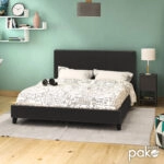 Κρεβάτι Nevil  150x200 PU χρώμα μαύρο ματ