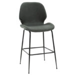 Σκαμπό bar Impel  μεταλλικό μαύρο-ύφασμα ανθρακί