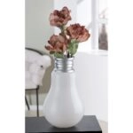 Βάζο Retro Λευκό/Ασημί Γυαλί 36cm