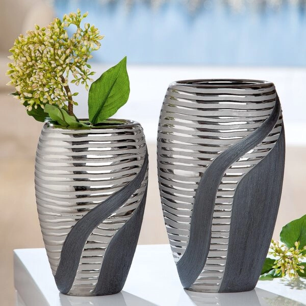 Βάζο  Ασημί/Γκρι Κεραμικό 8.5x14.5x24.5cm