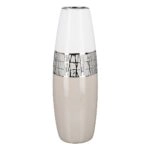 Βάζο Λευκό/Ασημί/Μπεζ Κεραμικό 12.5x12.5x36cm