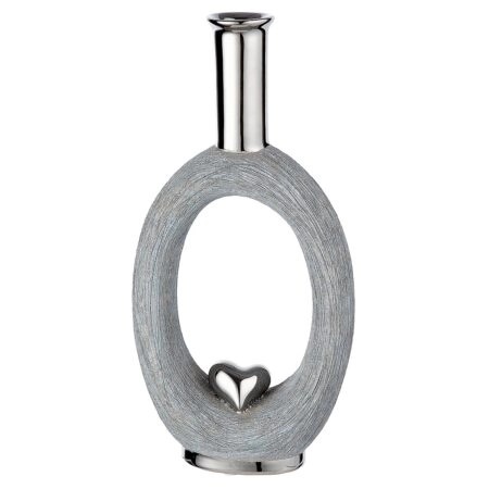 Βάζο  Love Γκρι/Ασημί Κεραμικό 7x16x31cm