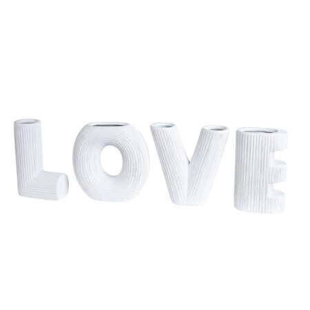 Βάζο ArteLibre 'LOVE' Λευκό Κεραμικό Υ15cm Σετ 4Τμχ