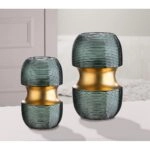 Βάζο ArteLibre Τιρκουάζ/Χρυσό Γυαλί 11x11x18cm