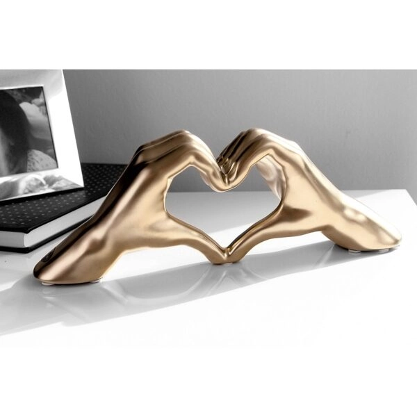 Διακοσμητικό Χέρια Σχηματίζουν Καρδιά Χρυσό Κεραμικό 7x31x11cm