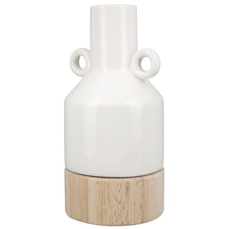 Βάζο ArteLibre Λευκό/Φυσικό Πορσελάνη/Ξύλο 8x8.5x16.5cm