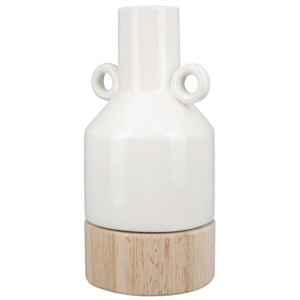 Βάζο ArteLibre Λευκό/Φυσικό Πορσελάνη/Ξύλο 8x8.5x16.5cm