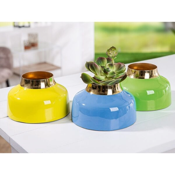 Βάζο Χαμηλό Μέταλλο 10.5cm Σε 3 Χρώματα