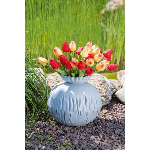 Βάζο Τσαλακωμένο Λευκό Μέταλλο 22cm