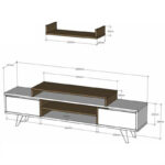 Σύνθετο σαλονιού Melis  χρώμα καρυδί - μαύρο 160x30x48εκ