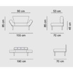 Καναπές κρεβάτι PWF-0018 2θέσιος με ύφασμα χρώμα μαύρο 155x73x85cm