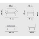 Καναπές κρεβάτι PWF-0018 2θέσιος με ύφασμα χρώμα γκρι 155x73x85cm