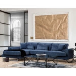 Γωνιακός καναπές PWF-0575  δεξιά γωνία ύφασμα μπλε 308/190x92εκ