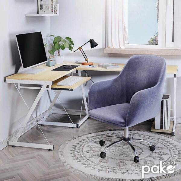 Γραφείο γωνιακό αναστρέψιμο Levi -MDF χρώμα oak-λευκό 158x120x73εκ