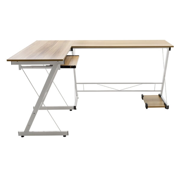 Γραφείο γωνιακό αναστρέψιμο Levi -MDF χρώμα oak-λευκό 158x120x73εκ