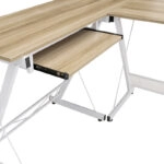 Γραφείο γωνιακό αναστρέψιμο Levi -MDF χρώμα oak-λευκό 158x120x73εκ