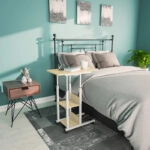 Βοηθητικό τραπέζι Babs τροχήλατο λευκό-φυσικό 60x40x71-92εκ