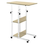 Βοηθητικό τραπέζι Babs τροχήλατο λευκό-φυσικό 60x40x71-92εκ