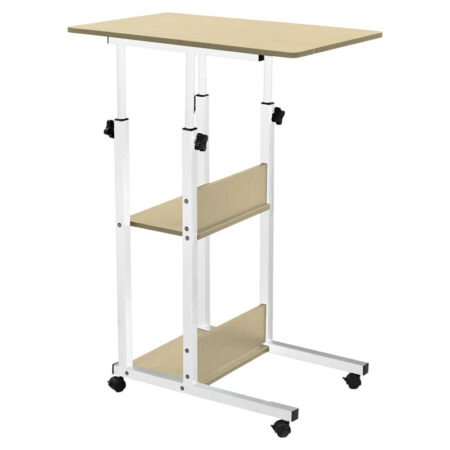 Βοηθητικό τραπέζι Babs τροχήλατο λευκό-φυσικό 60x40x71-92εκ