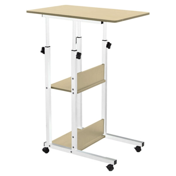 Βοηθητικό τραπέζι Babs τροχήλατο λευκό-φυσικό 60x40x71-92εκ