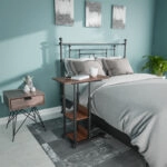 Βοηθητικό τραπέζι Babs  τροχήλατο καρυδί-μαύρο 60x40x71-92εκ