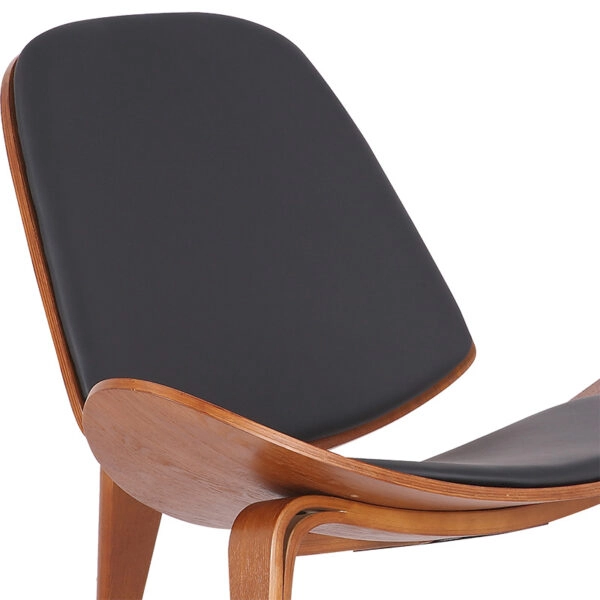 Πολυθρόνα Vilma PU μαύρο- plywood καρυδί 90x73x75εκ