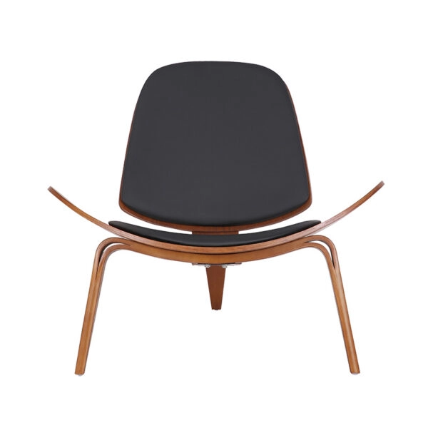 Πολυθρόνα Vilma PU μαύρο- plywood καρυδί 90x73x75εκ