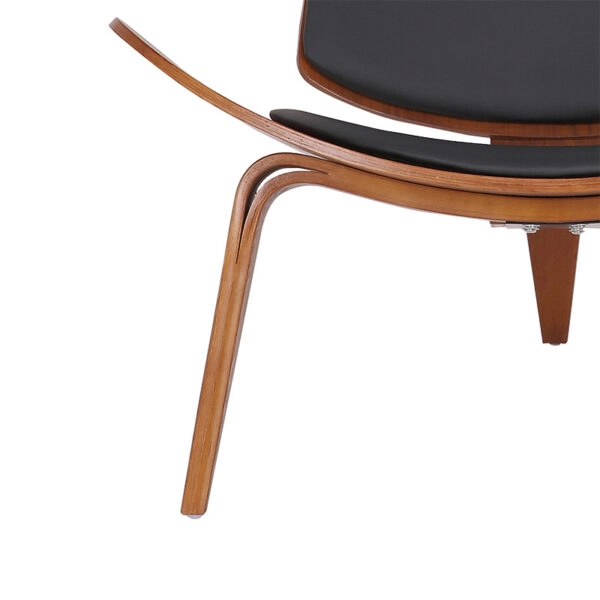 Πολυθρόνα Vilma PU μαύρο- plywood καρυδί 90x73x75εκ