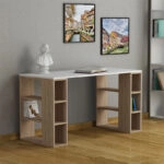 Γραφείο Colmar  χρώμα λευκό -σκούρο φυσικό 140x60x75εκ