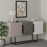 Μπουφές Estella  γκρι antique-μόκα-λευκό 150x42x79.5εκ