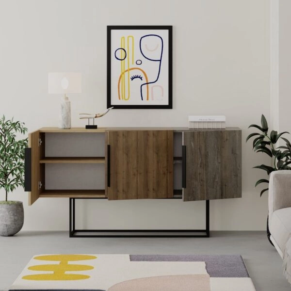 Μπουφές Estella  φυσικό-καρυδί 150x42x79.5εκ