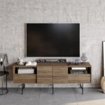 Έπιπλο τηλεόρασης Kevan  καρυδί-μαύρο πόδι 180x35x65εκ