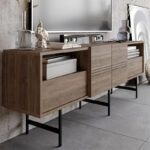 Έπιπλο τηλεόρασης Kevan  καρυδί-μαύρο πόδι 180x35x65εκ