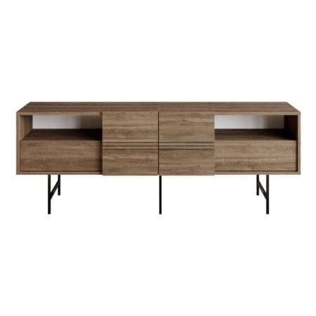 Έπιπλο τηλεόρασης Kevan  καρυδί-μαύρο πόδι 180x35x65εκ