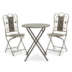 Τραπεζαρία Drill σετ 3τεμ μέταλλο χρώμα χαλκού antique