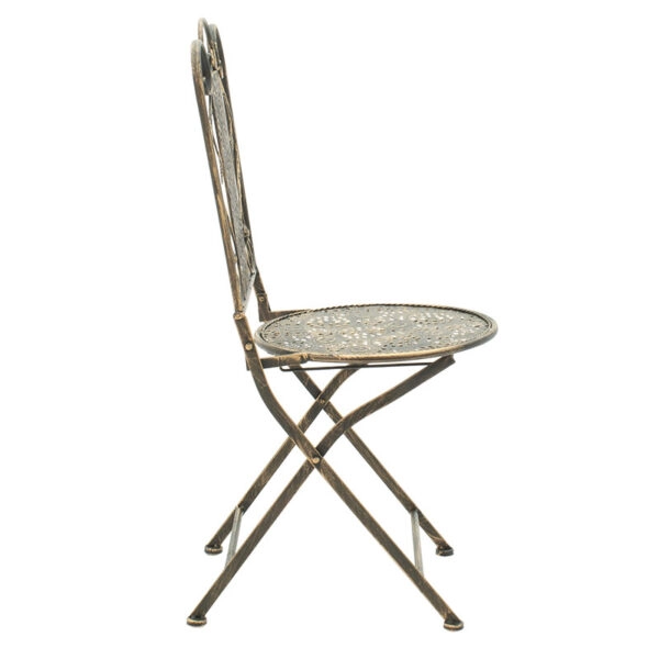 Τραπεζαρία Drill σετ 3τεμ μέταλλο χρώμα χαλκού antique