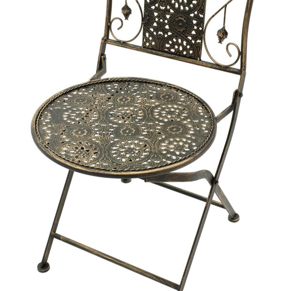 Τραπεζαρία Drill σετ 3τεμ μέταλλο χρώμα χαλκού antique