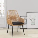 Πολυθρόνα Tanish rattan φυσικό-πόδι μαύρο μέταλλο 58x58.5x87εκ