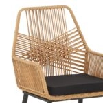 Πολυθρόνα Tanish rattan φυσικό-πόδι μαύρο μέταλλο 58x58.5x87εκ