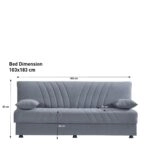 Καναπές Κρεβάτι Τριθέσιος JORGE Γκρι 180x78x80cm