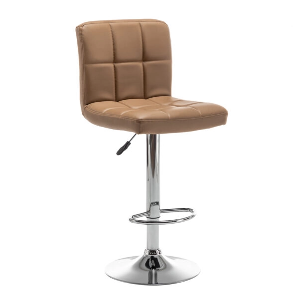 Σκαμπό Bar  DIN Με Πλάτη Πτυσσόμενο Cappuccino PVC/Μέταλλο 44x50x92-113cm