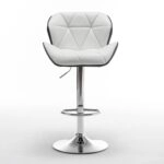 Σκαμπό Bar DRASH Με Πλάτη Πτυσσόμενο Λευκό/Μαύρο PU/Μέταλλο 54x52x87-109cm