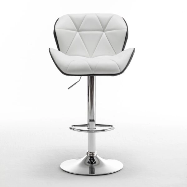 Σκαμπό Bar DRASH Με Πλάτη Πτυσσόμενο Λευκό/Μαύρο PU/Μέταλλο 54x52x87-109cm