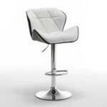 Σκαμπό Bar DRASH Με Πλάτη Πτυσσόμενο Λευκό/Μαύρο PU/Μέταλλο 54x52x87-109cm