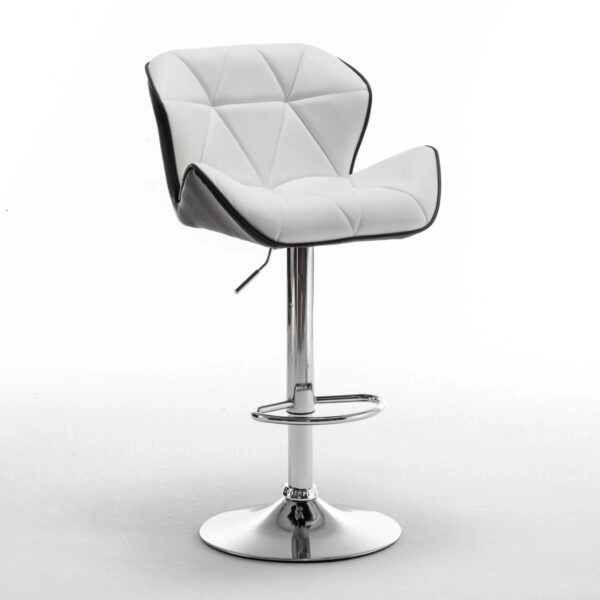 Σκαμπό Bar DRASH Με Πλάτη Πτυσσόμενο Λευκό/Μαύρο PU/Μέταλλο 54x52x87-109cm