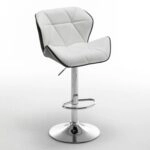 Σκαμπό Bar DRASH Με Πλάτη Πτυσσόμενο Λευκό/Μαύρο PU/Μέταλλο 54x52x87-109cm