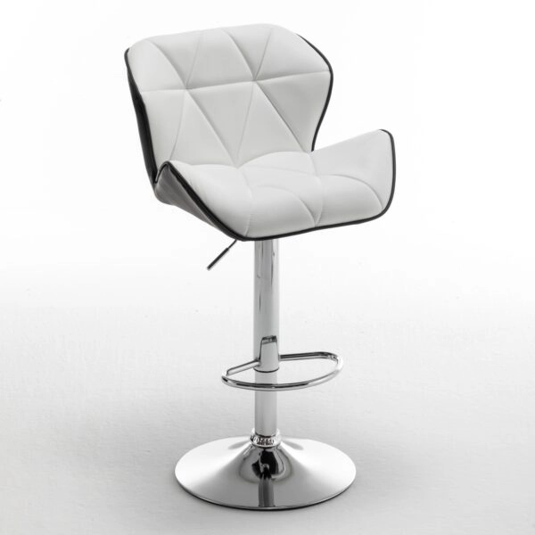 Σκαμπό Bar DRASH Με Πλάτη Πτυσσόμενο Λευκό/Μαύρο PU/Μέταλλο 54x52x87-109cm